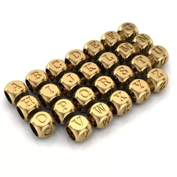 CHARMS gold dice with letter 3D print model_0