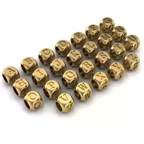 CHARMS gold letter dice bead