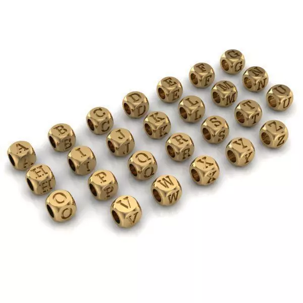 CHARMS gold letter bead 3D print model_0