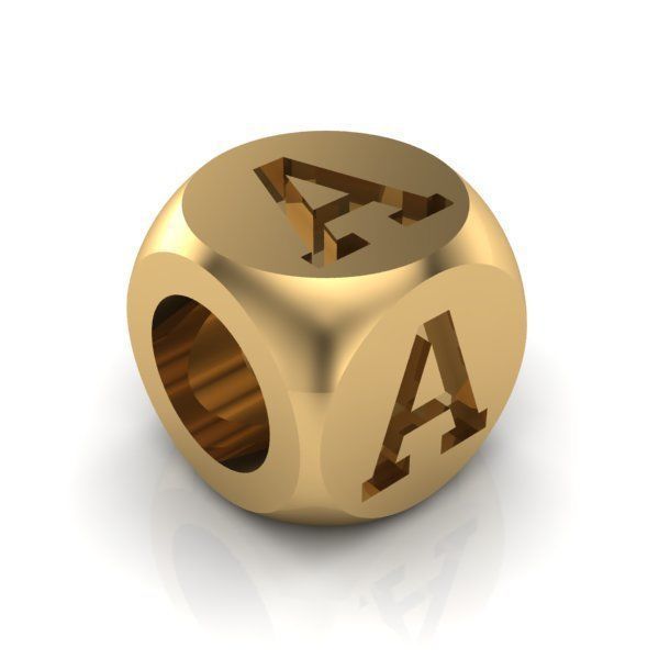 CHARMS gold letter bead 3D print model_1