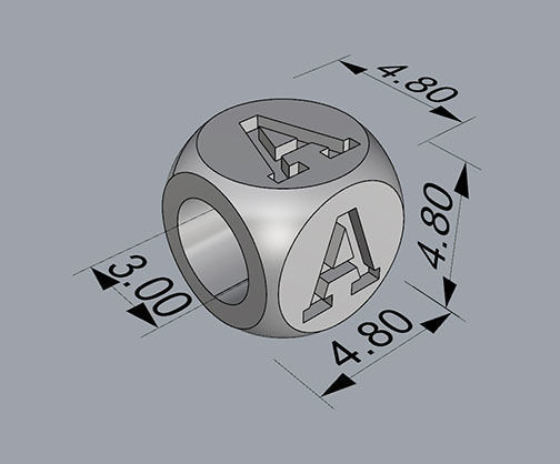 CHARMS gold letter bead 3D print model_2