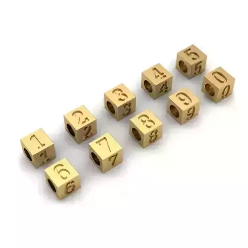 CHARMS gold cube with number