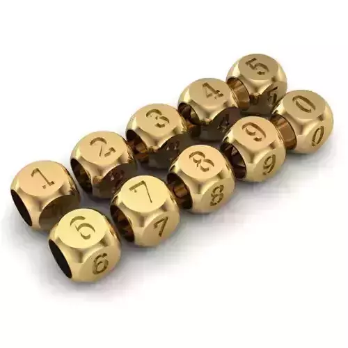 CHARMS gold dice with number one