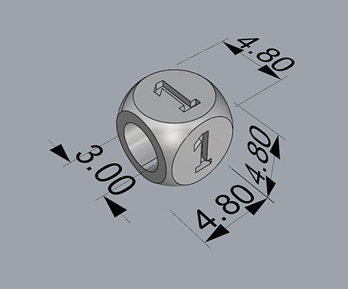 CHARMS gold dice with number one 3D print model_2