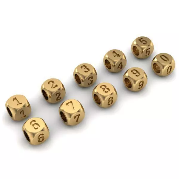 CHARMS gold dice with number one 3D print model_0