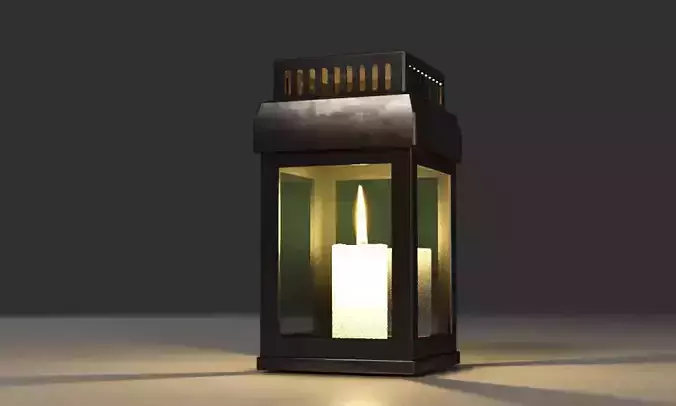 Metal and glass candle lantern