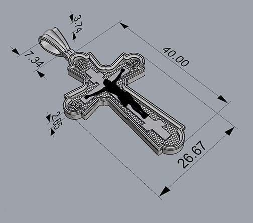CROSS gold crucifix pendant 3D print model_4