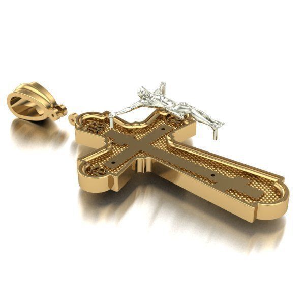 CROSS gold crucifix pendant 3D print model_3