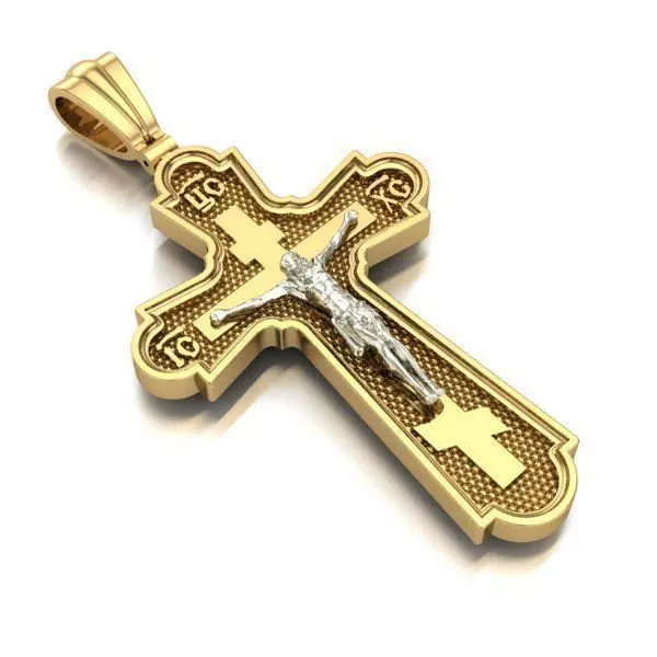 CROSS gold crucifix pendant 3D print model_0