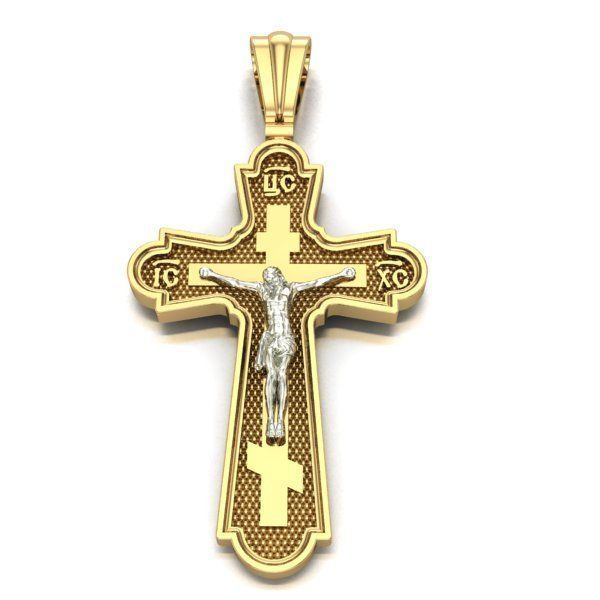 CROSS gold crucifix pendant 3D print model_1