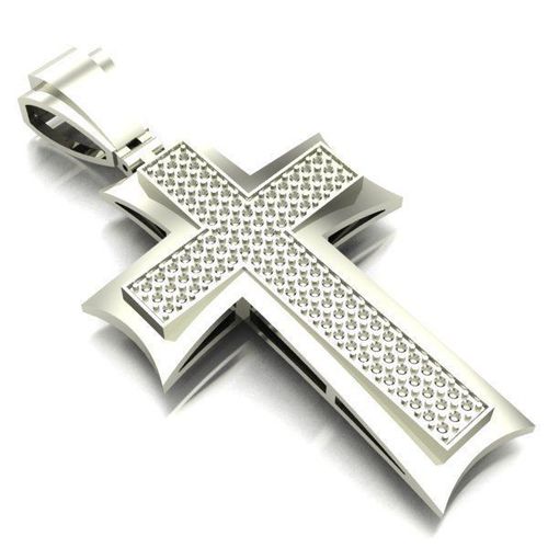 CROSS silver pendant with diamonds 3D print model