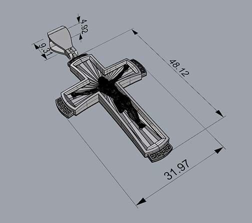 CROSS jesus on pendant 3D print model_4