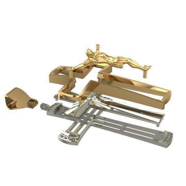 CROSS jesus on pendant 3D print model_3