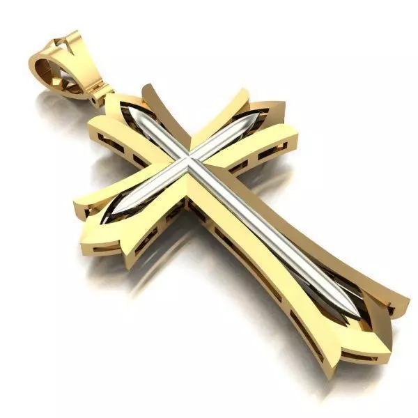 CROSS gold pendant 3D print model_0