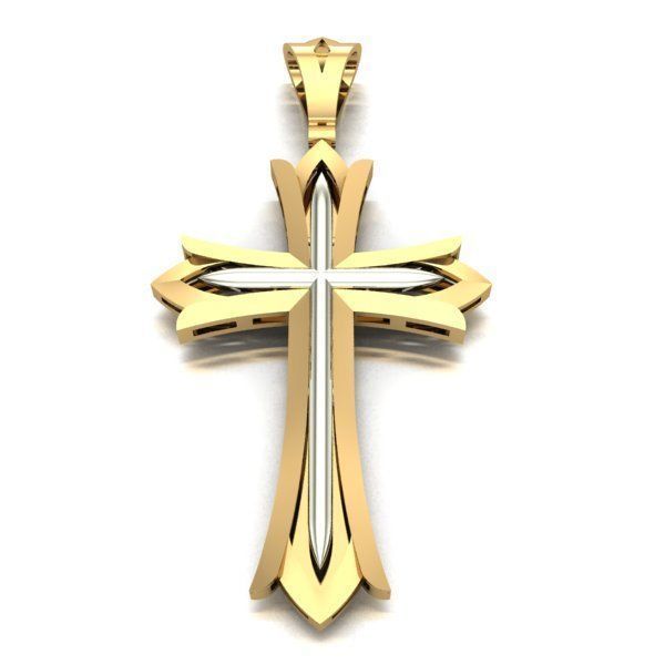 CROSS gold pendant 3D print model_1