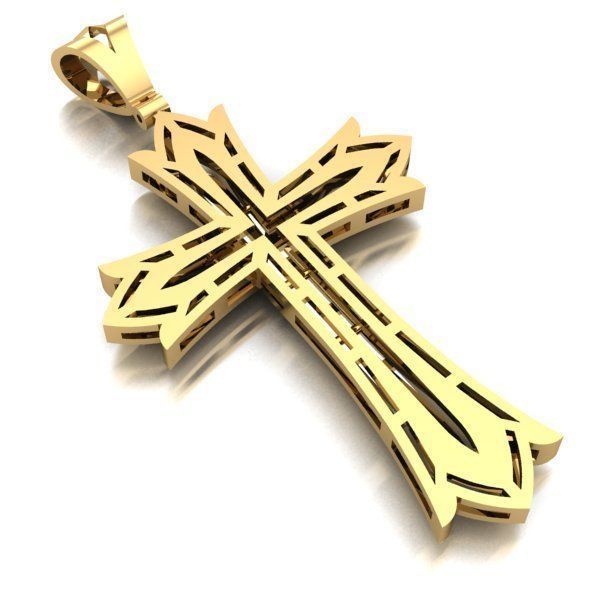 CROSS gold pendant 3D print model_2