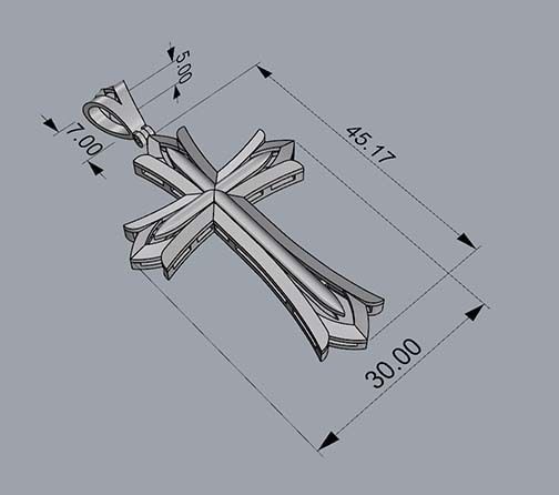 CROSS gold pendant 3D print model_4