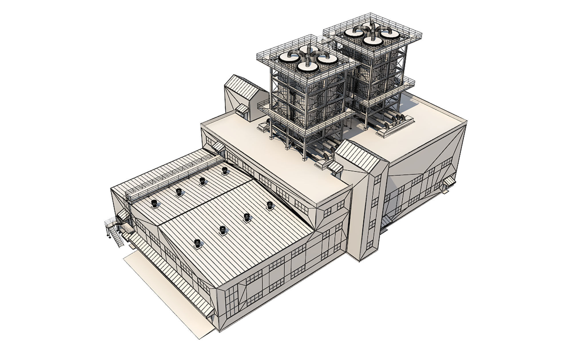 Industrial Building 2 Low-poly 3D model_13