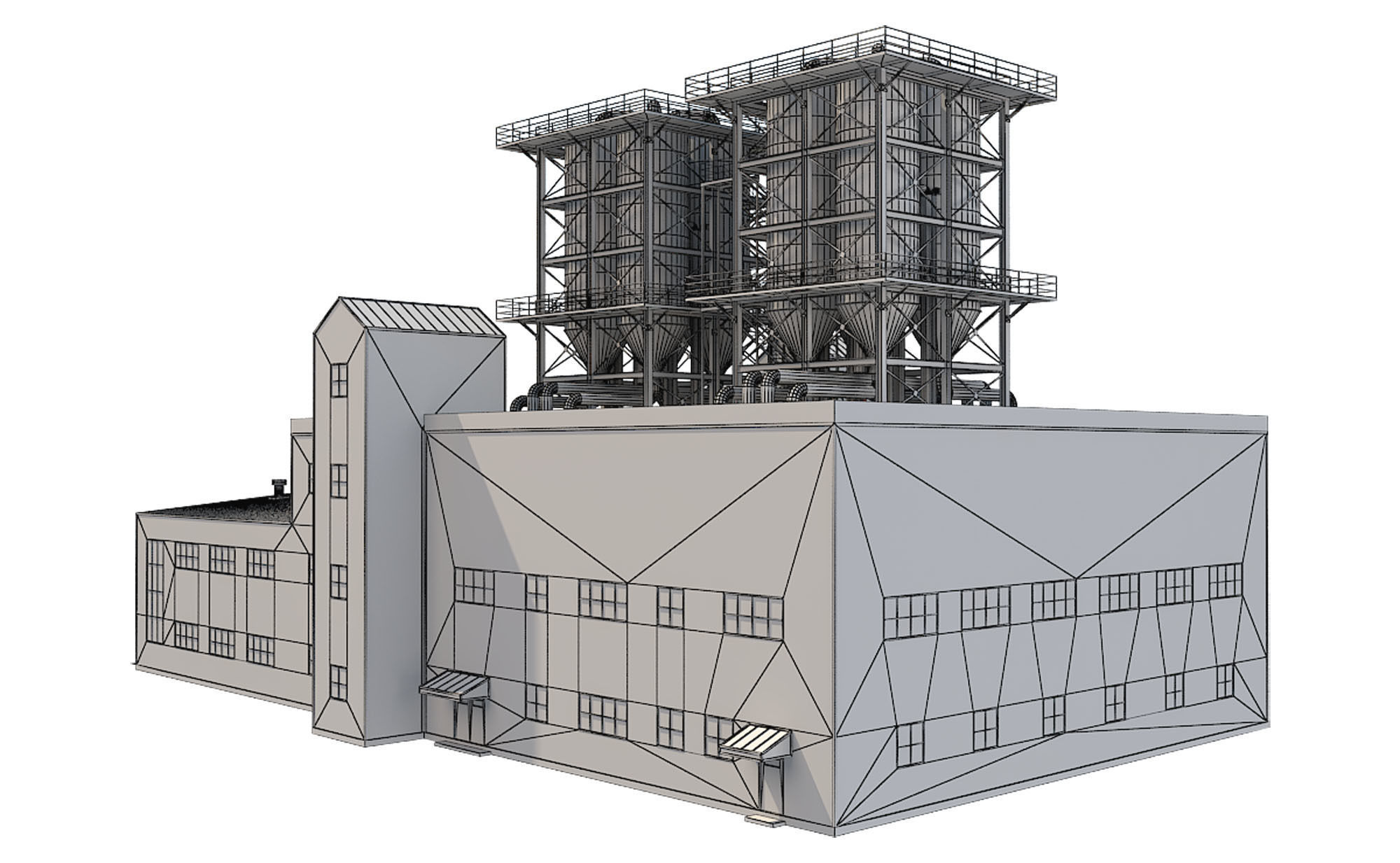 Industrial Building 2 Low-poly 3D model_8