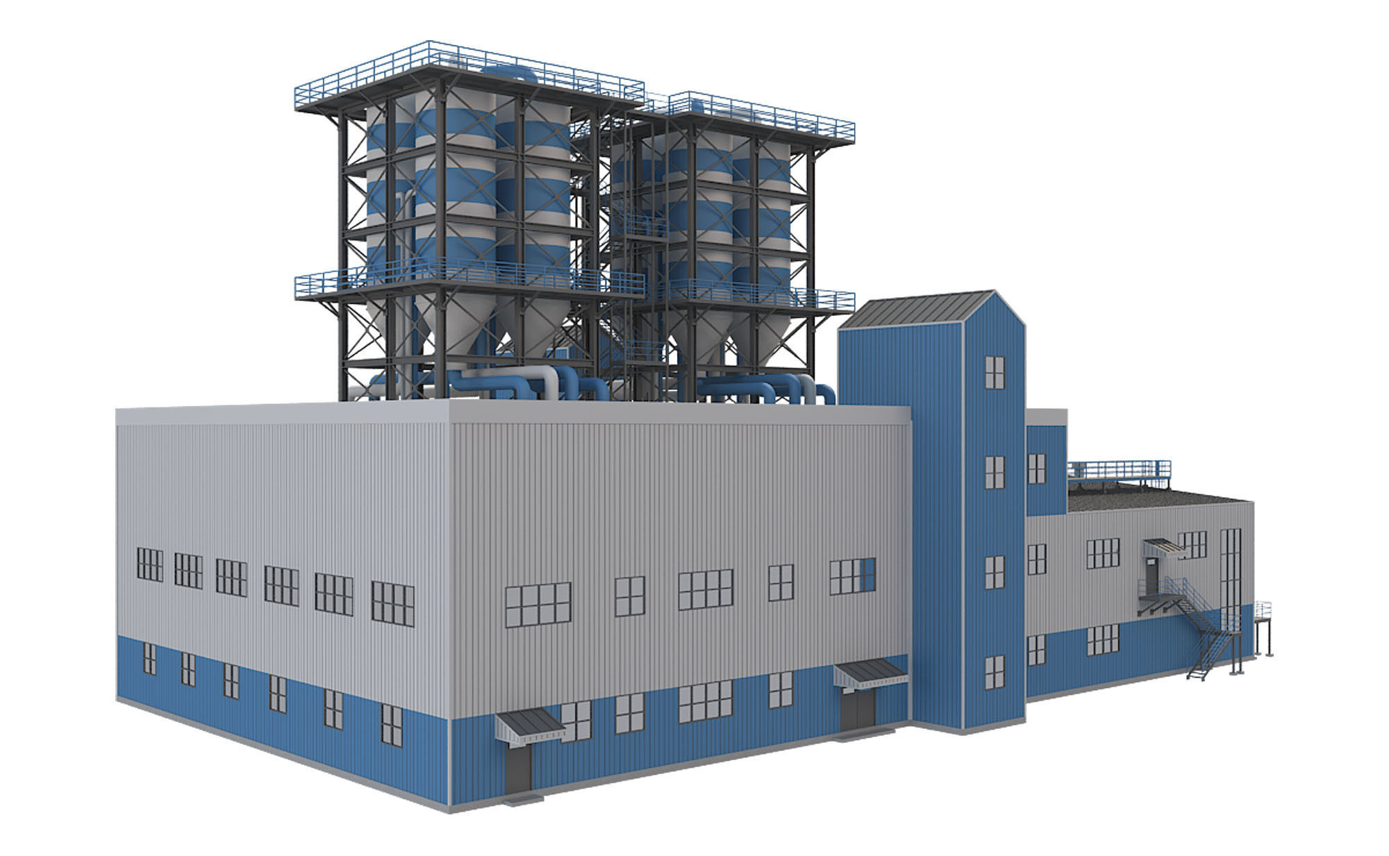 Industrial Building 2 Low-poly 3D model_4