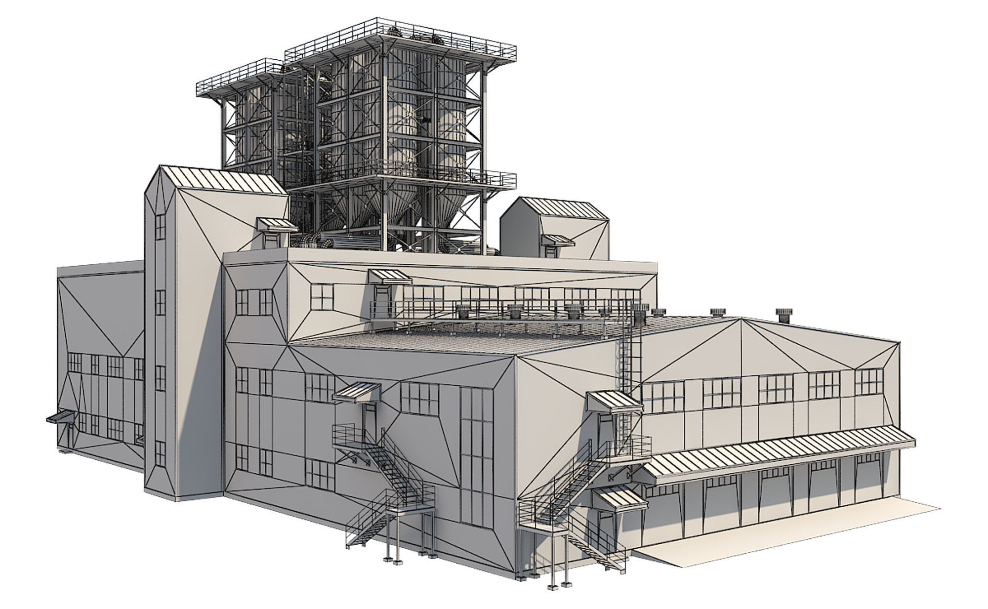 Industrial Building 2 Low-poly 3D model_12