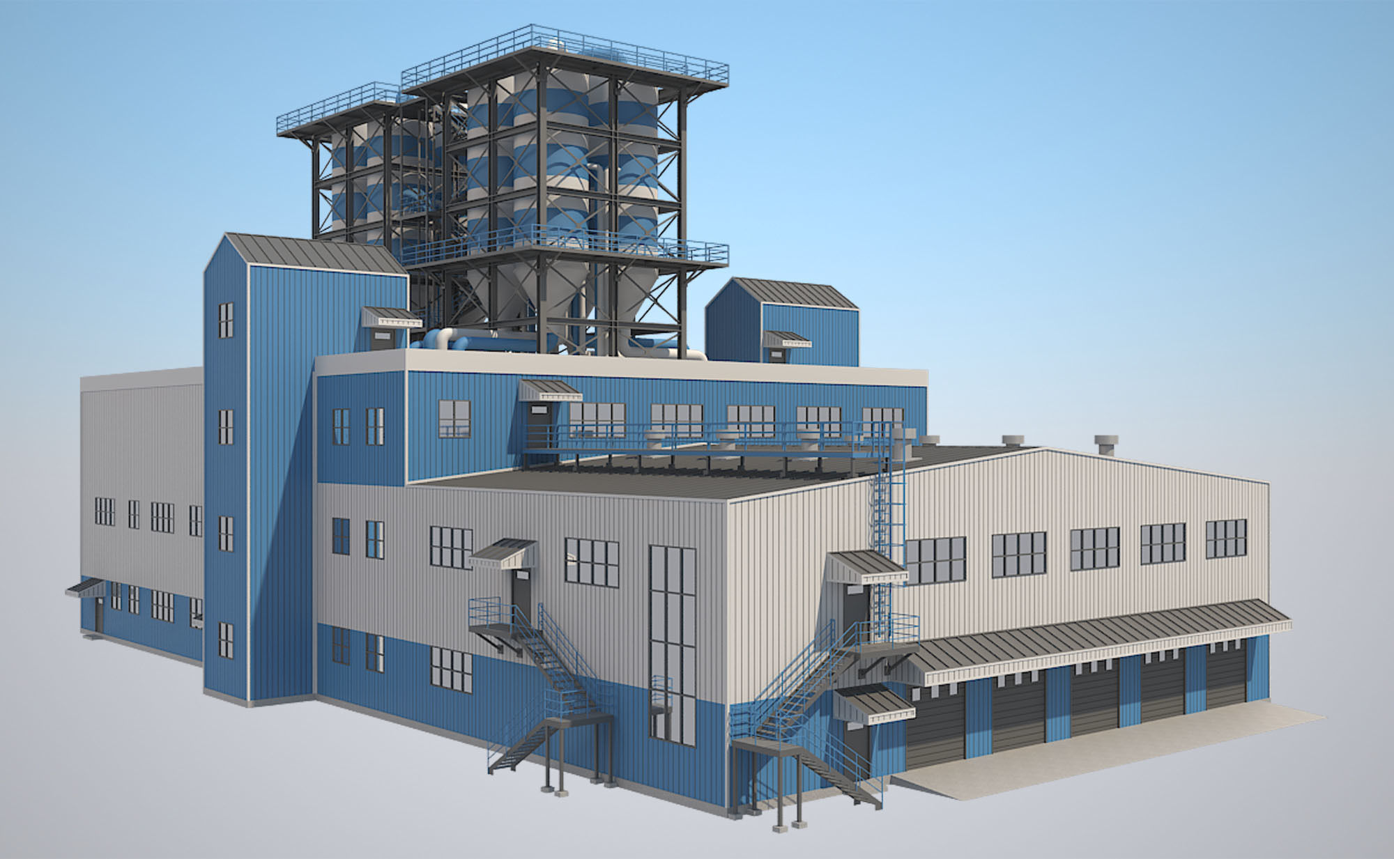 Industrial Building 2 Low-poly 3D model_1