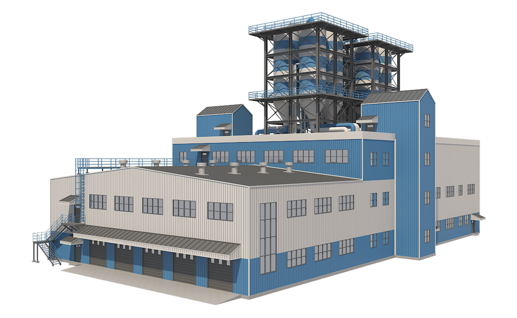 Industrial Building 2 Low-poly 3D model_2