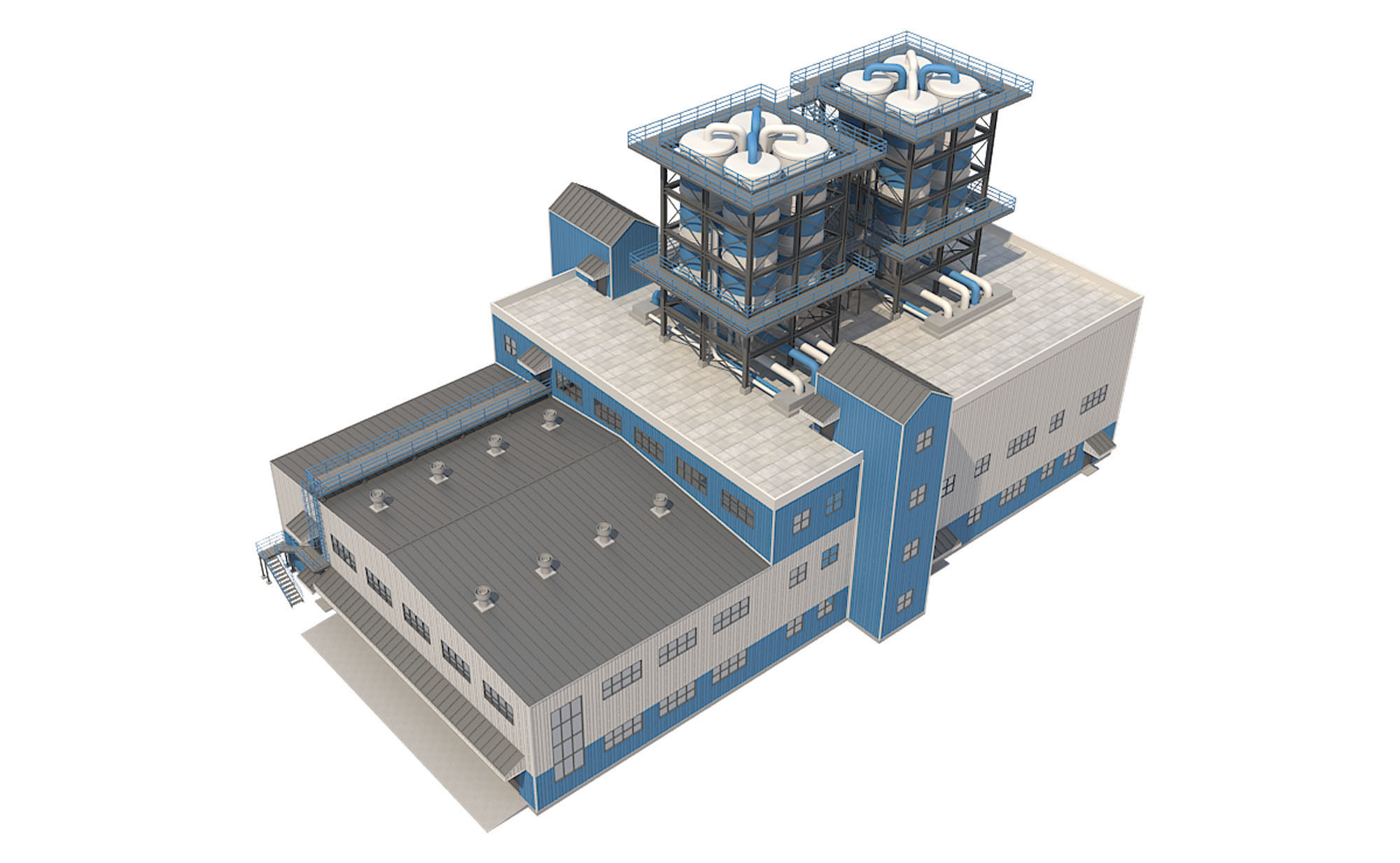Industrial Building 2 Low-poly 3D model_6