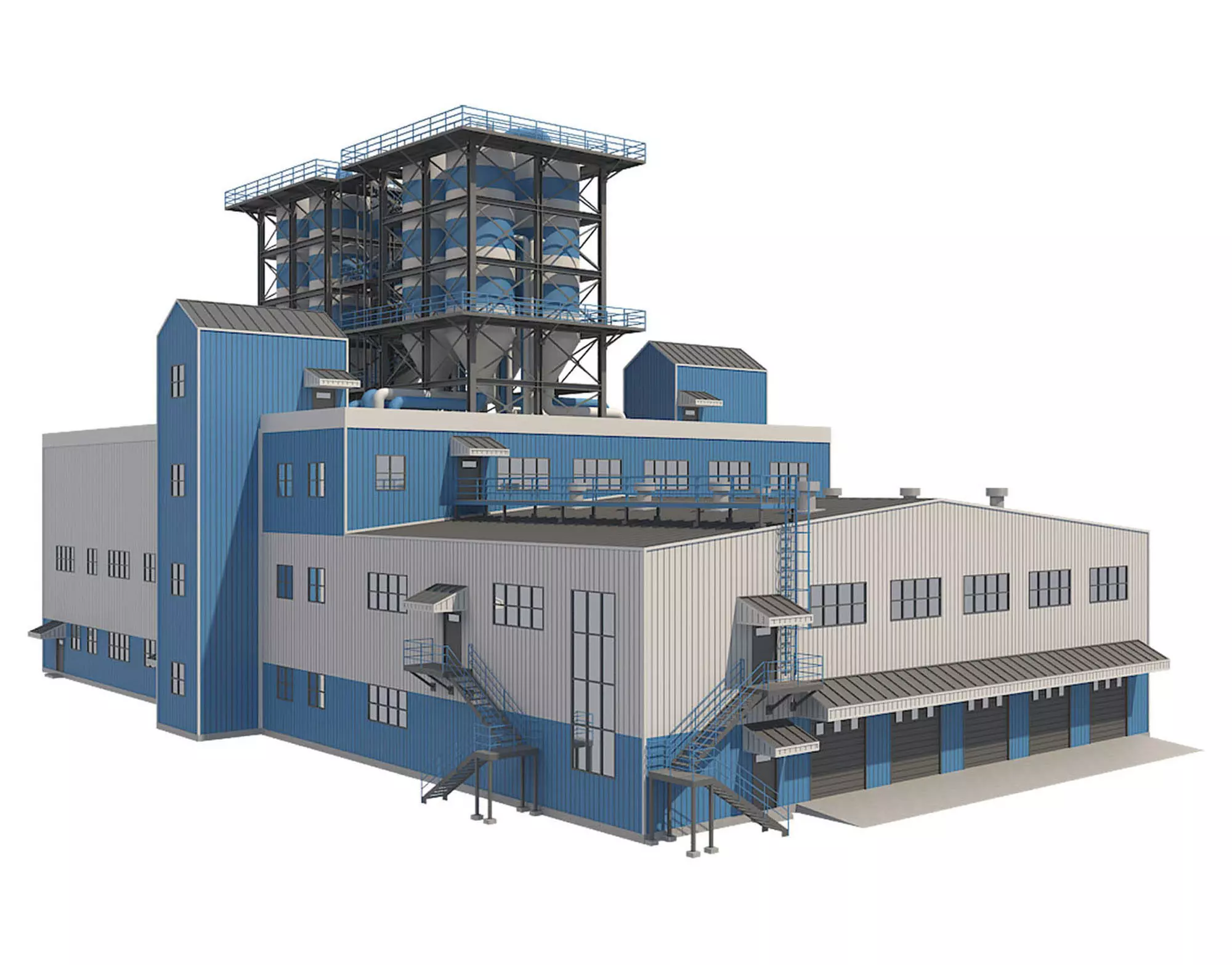 Industrial Building 2 Low-poly 3D model_0
