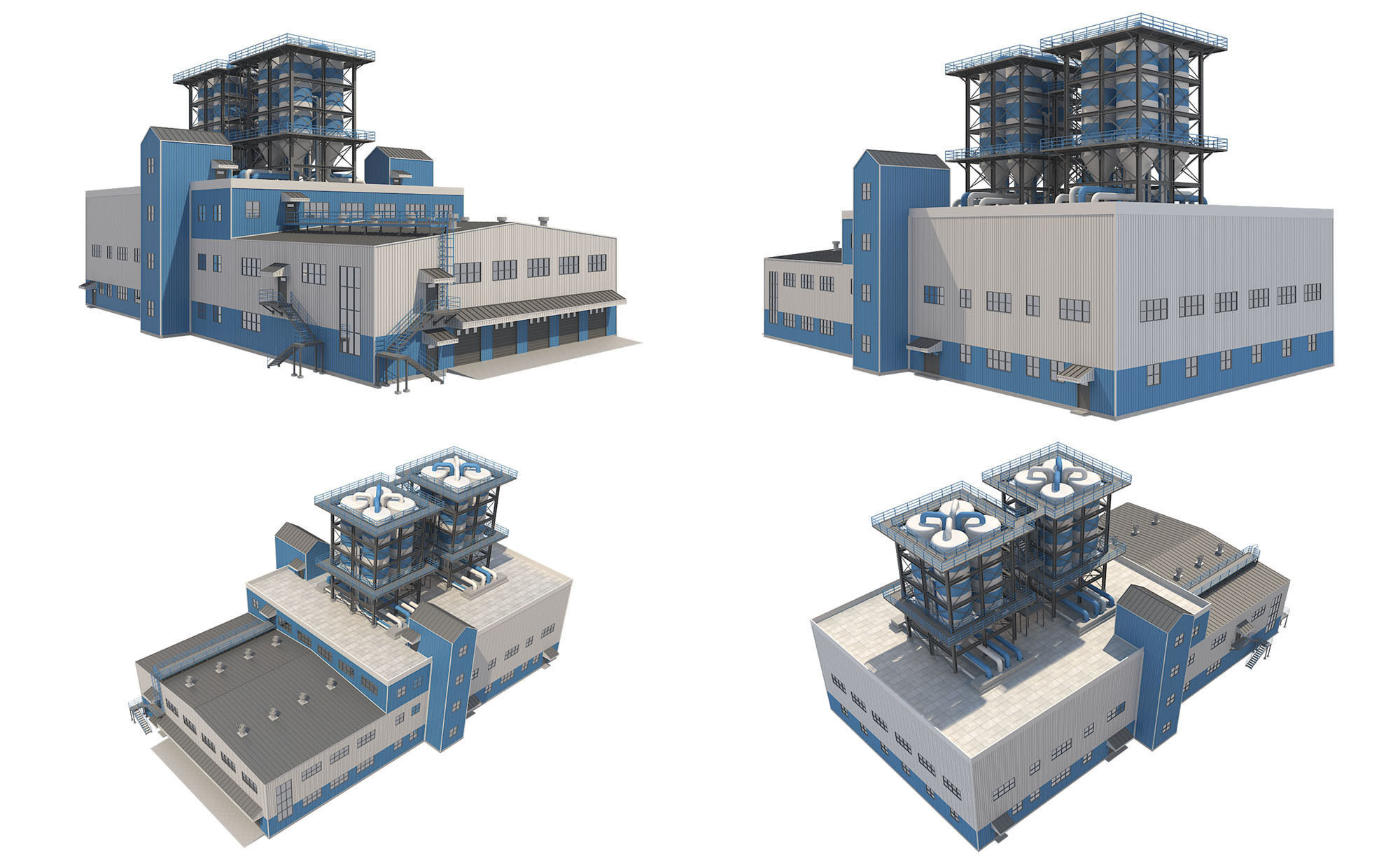 Industrial Building 2 Low-poly 3D model_7