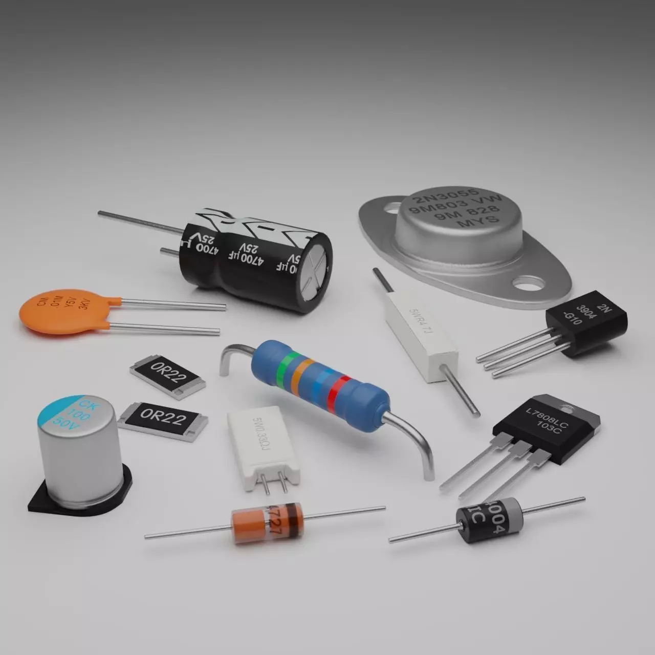Basic Electronic Components Pack 3D model_0