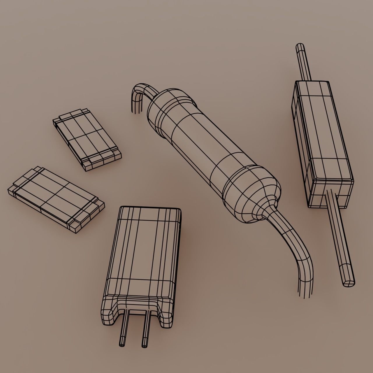 Basic Electronic Components Pack 3D model_3