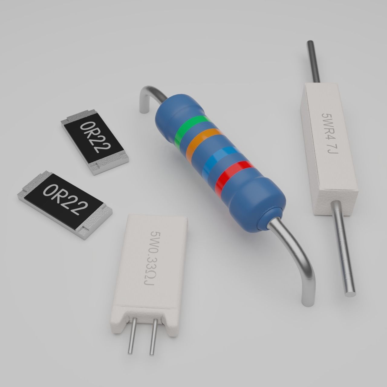 Basic Electronic Components Pack 3D model_2