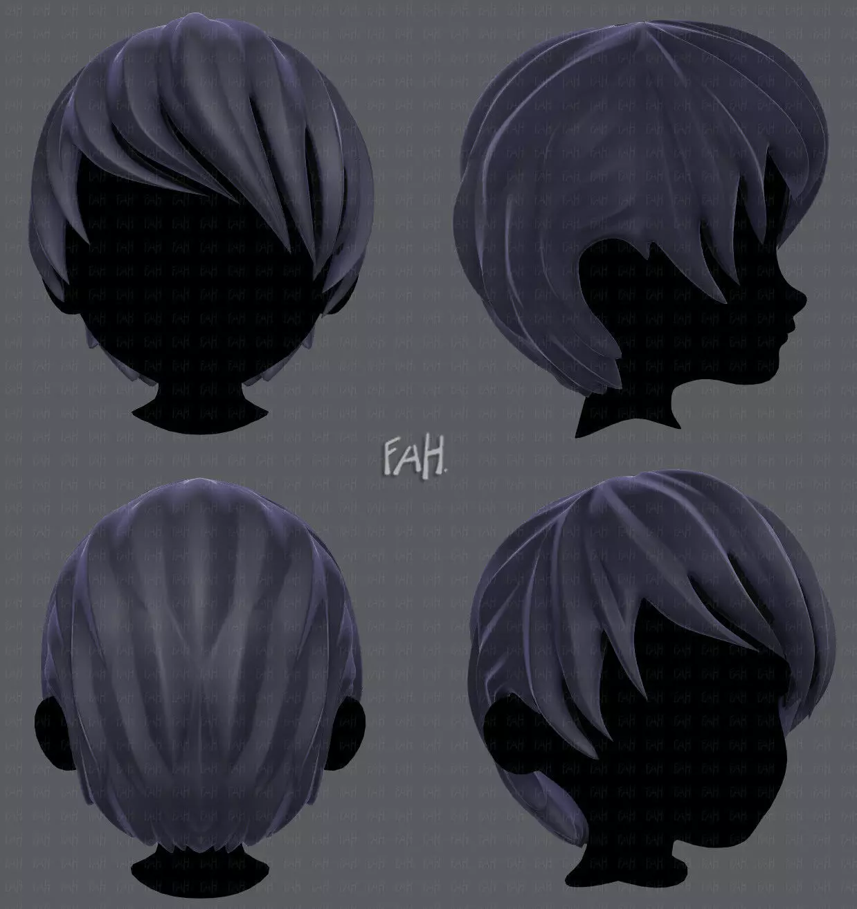 3D Hair style for boy V05 Low-poly 3D model_0