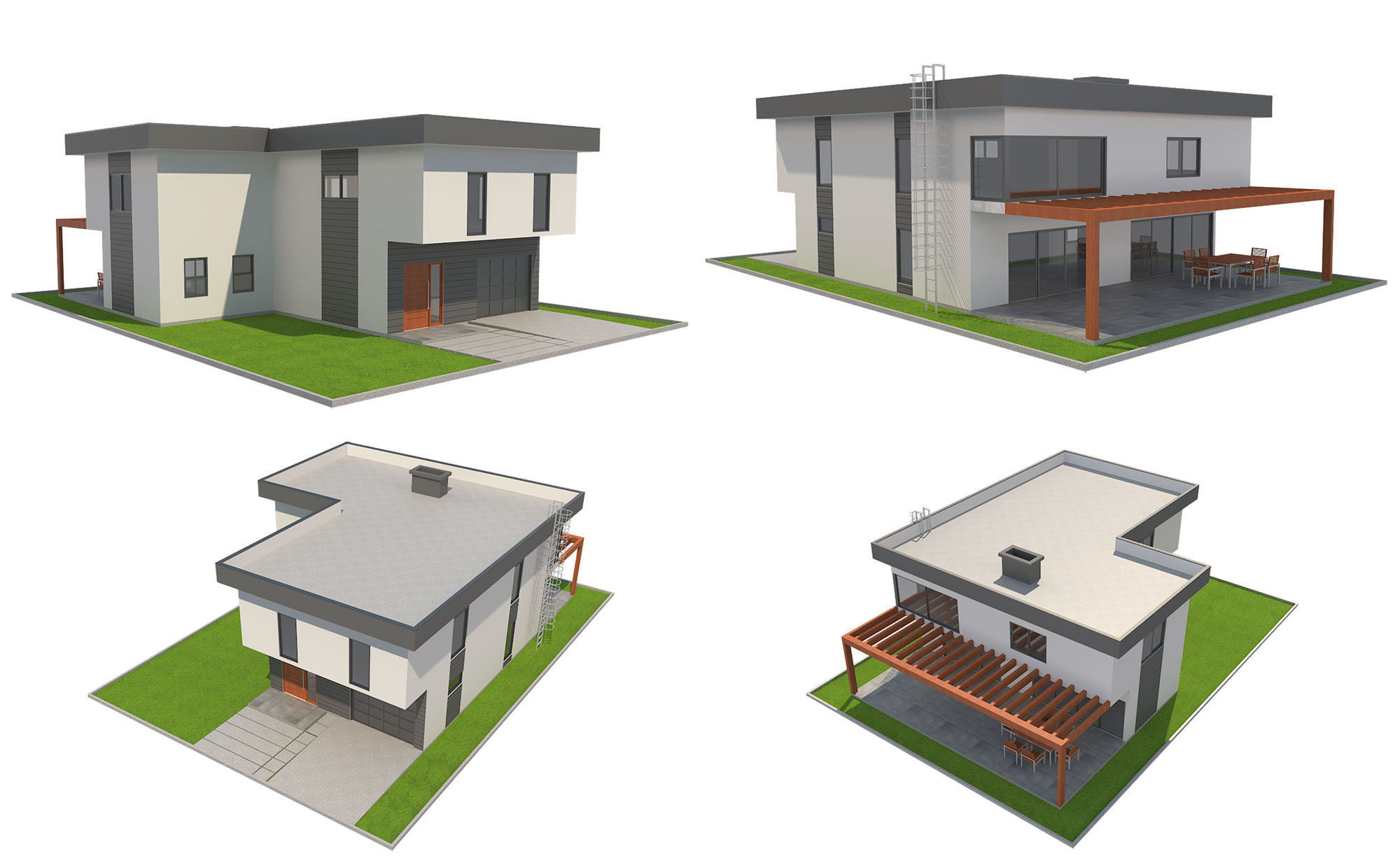 Modern House Set 1 Low-poly 3D model_19