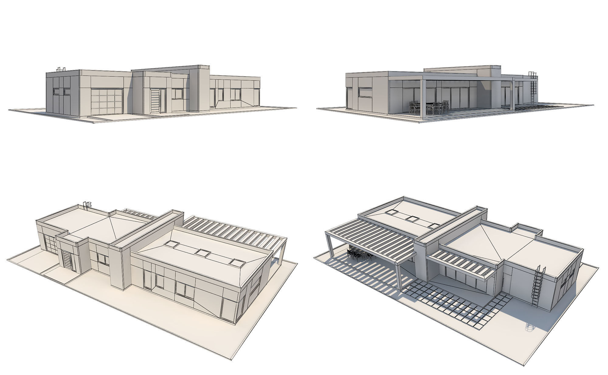 Modern House Set 1 Low-poly 3D model_6