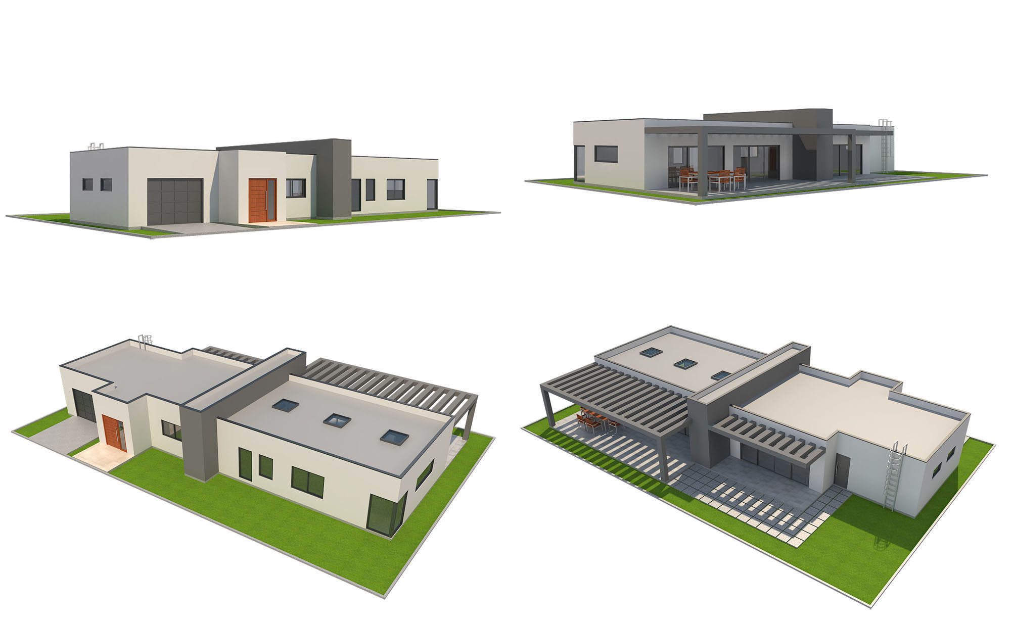 Modern House Set 1 Low-poly 3D model_5