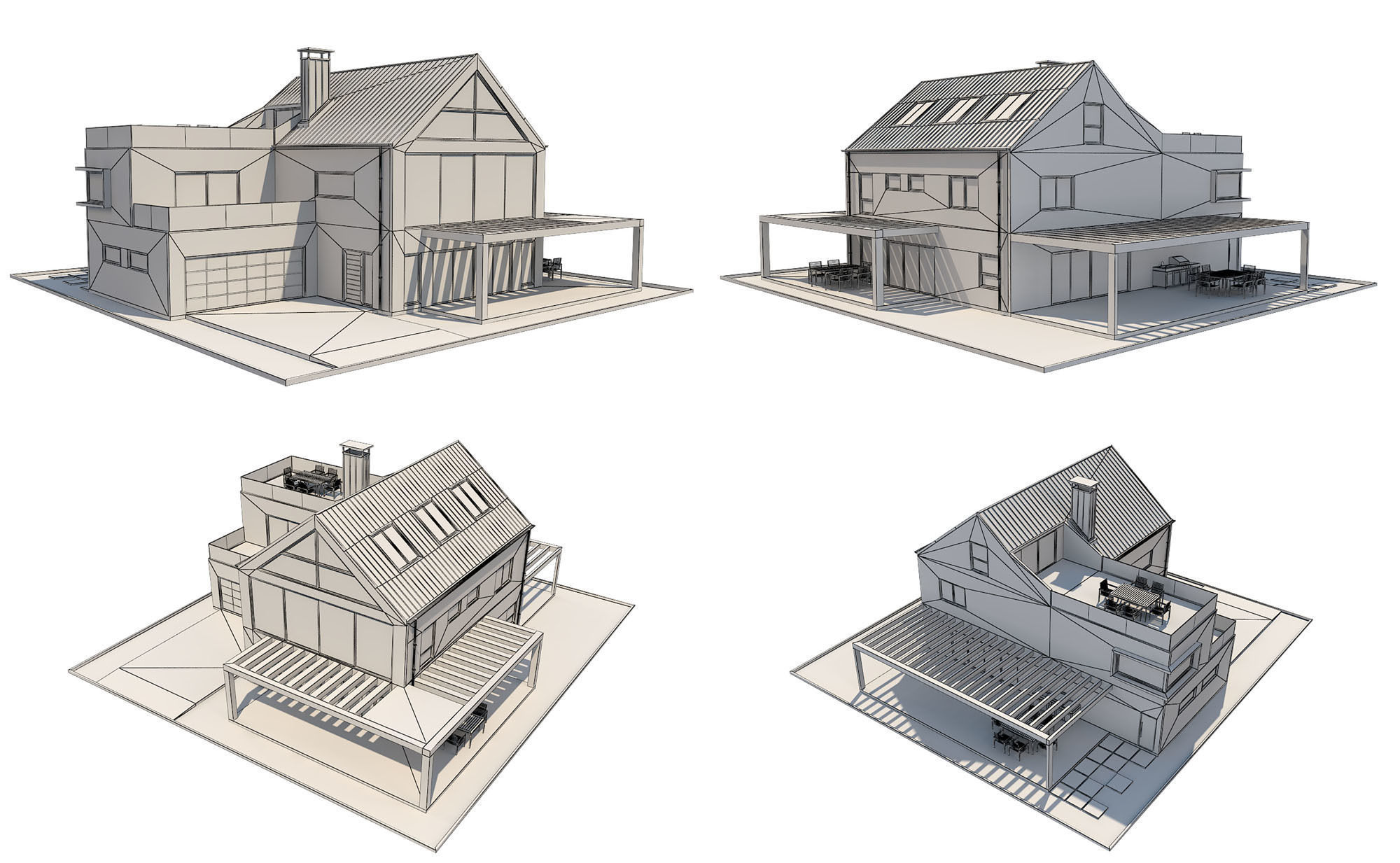 Modern House Set 1 Low-poly 3D model_26