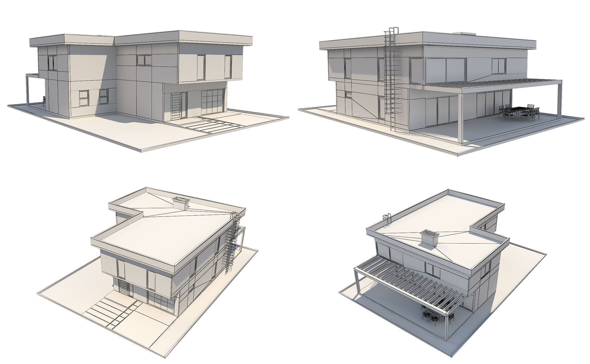 Modern House Set 1 Low-poly 3D model_20