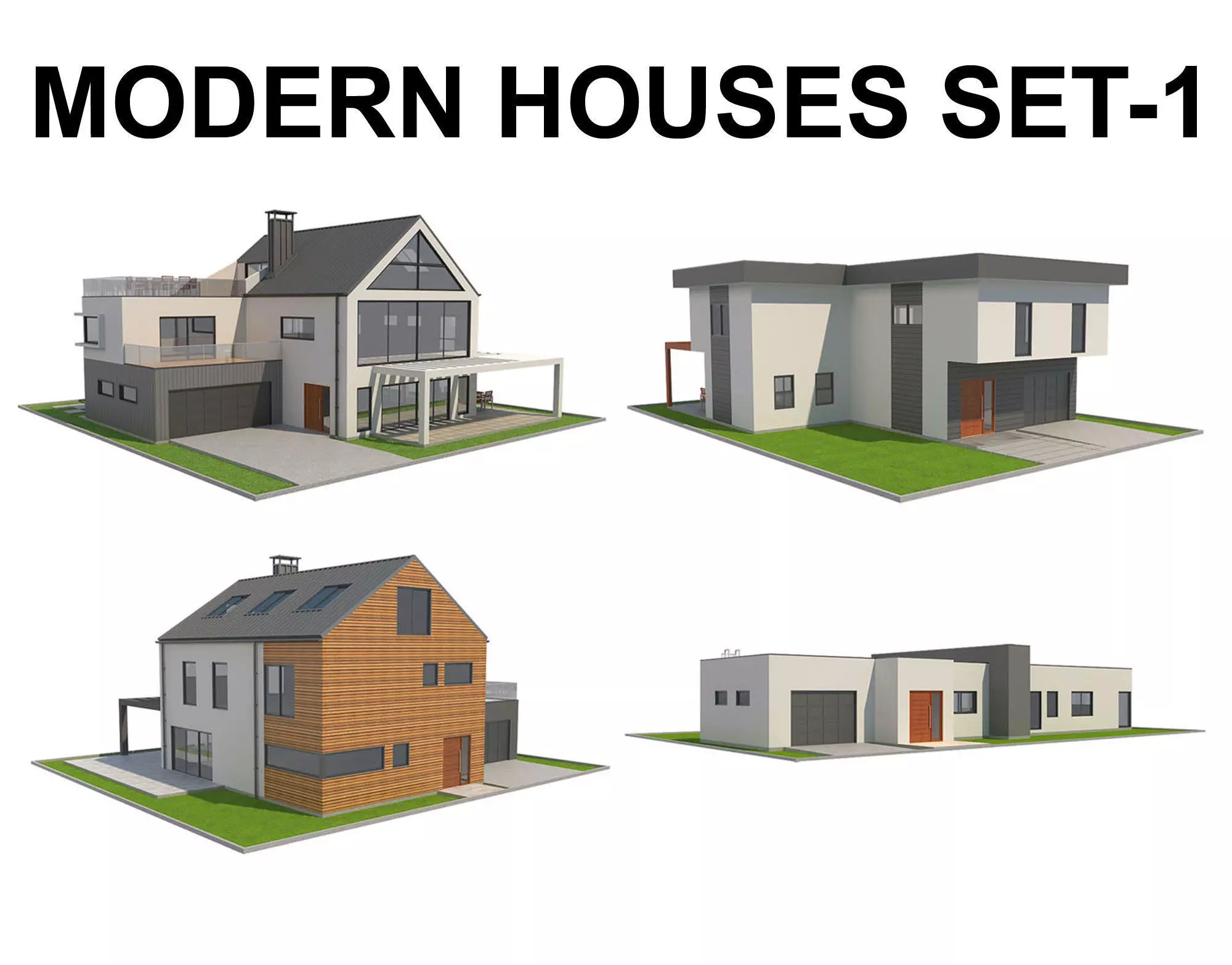 Modern House Set 1 Low-poly 3D model_0