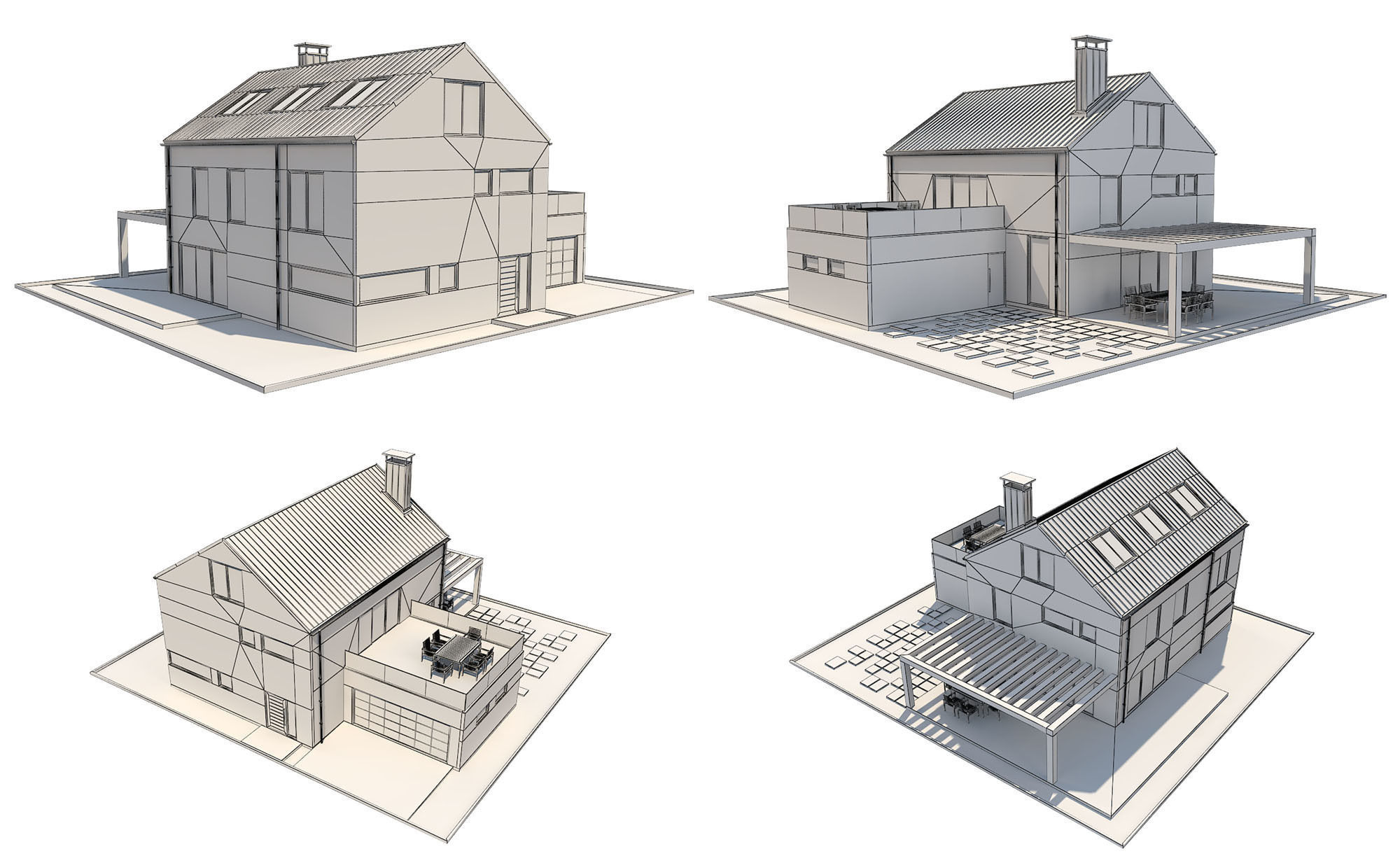 Modern House Set 1 Low-poly 3D model_13