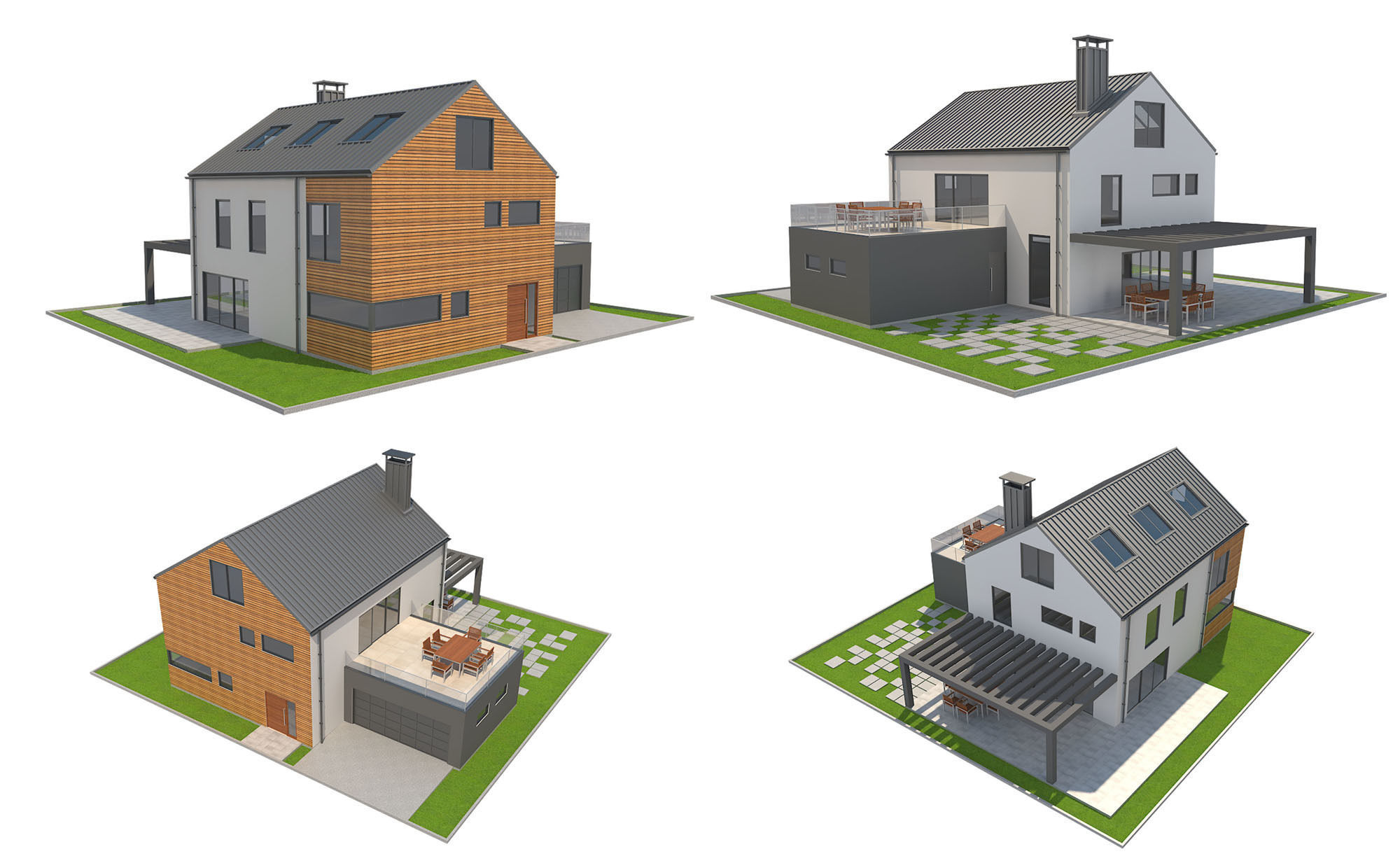 Modern House Set 1 Low-poly 3D model_12