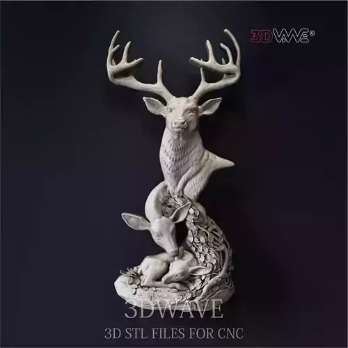 Deers Family 3d stl files for CNC 3D print model