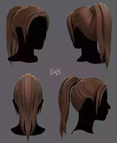 3D Hair style for woman V02 Low-poly 3D model