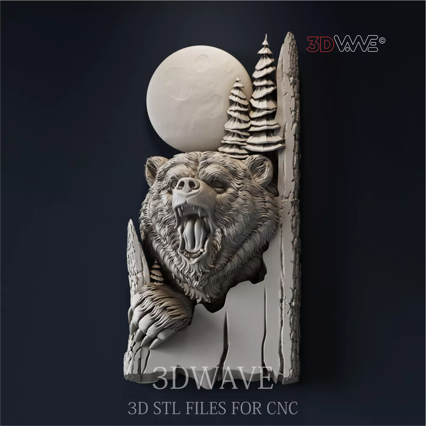 Bear trophy medallion 3d stl model for cnc 3D print model_0