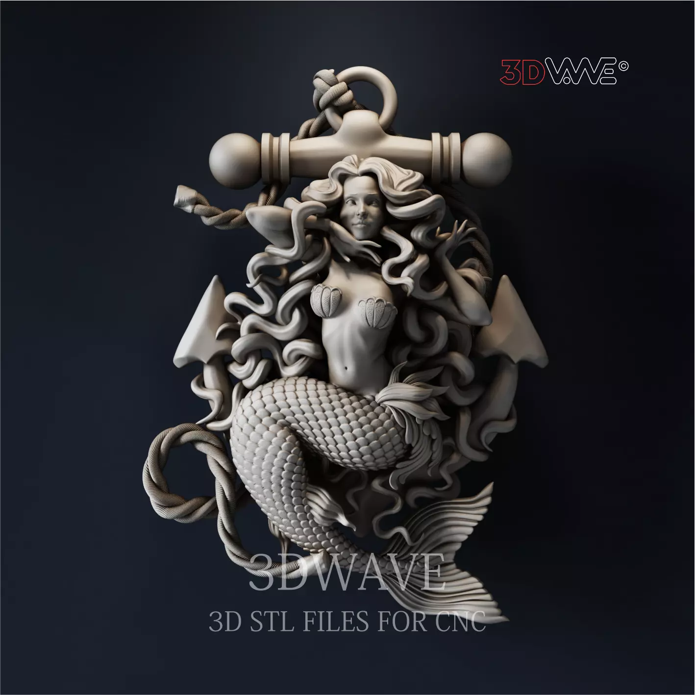 MERMAID ON ANCHOR 3D print model_0