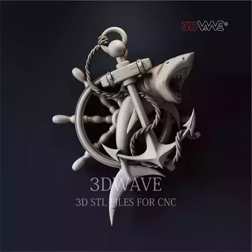 SHARK ON ANCHOR 3D print model