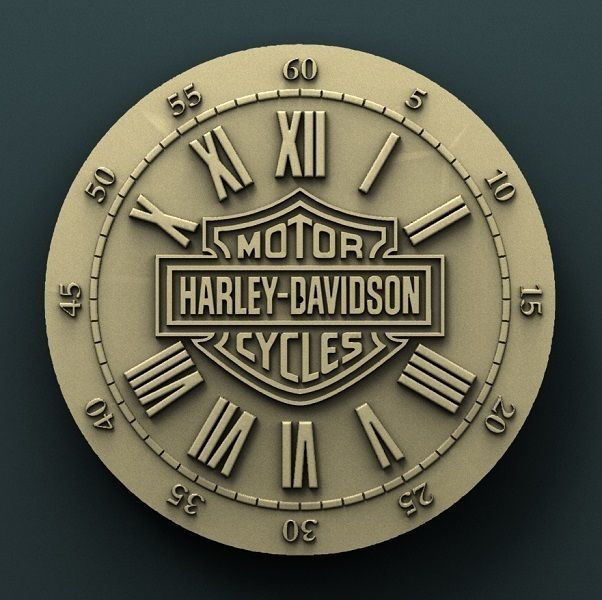 Harley Davidson wall clock 3d stl model for cnc
