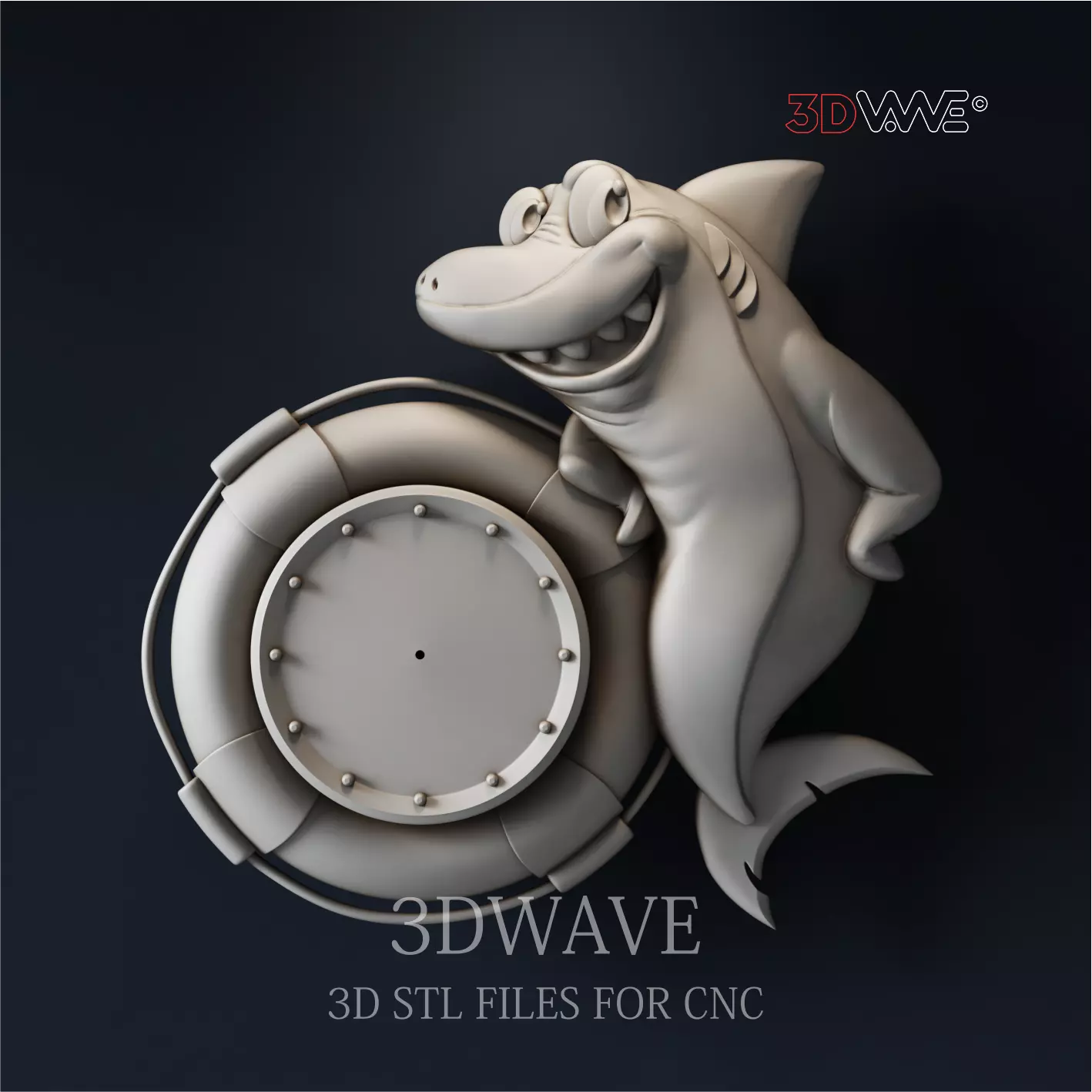 SHARK WALL CLOCK 3D print model_0