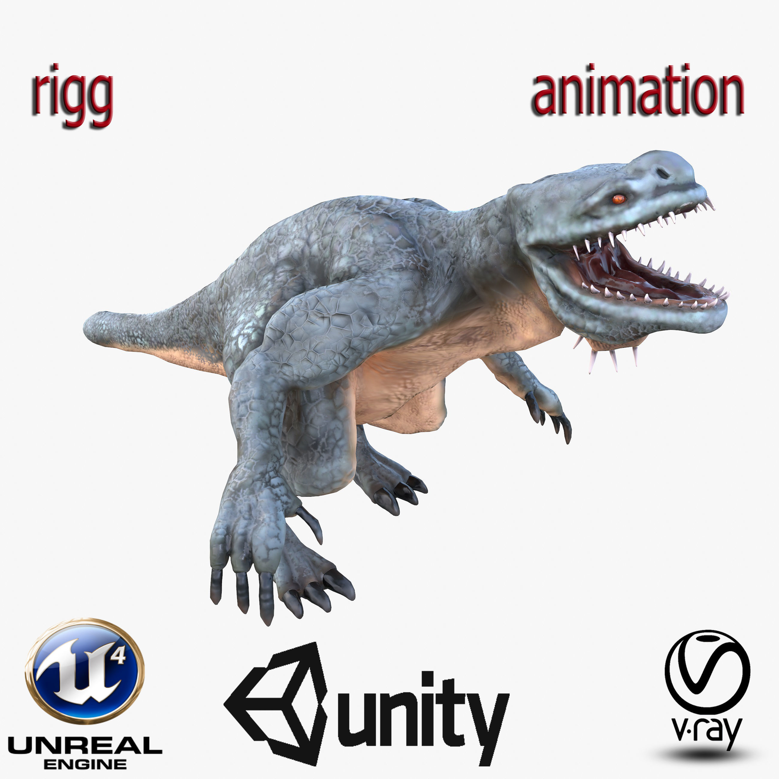 Monster Rex Low-poly 3D model_0